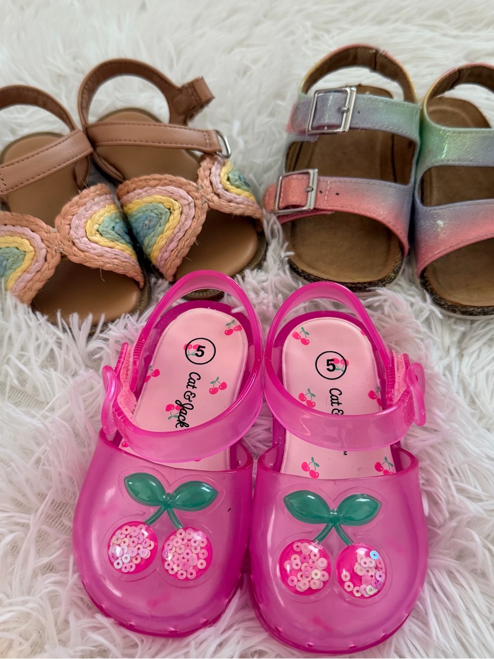 Cat & Jack Toddler Girls Size 5 Sandals 3-Pair Bundle